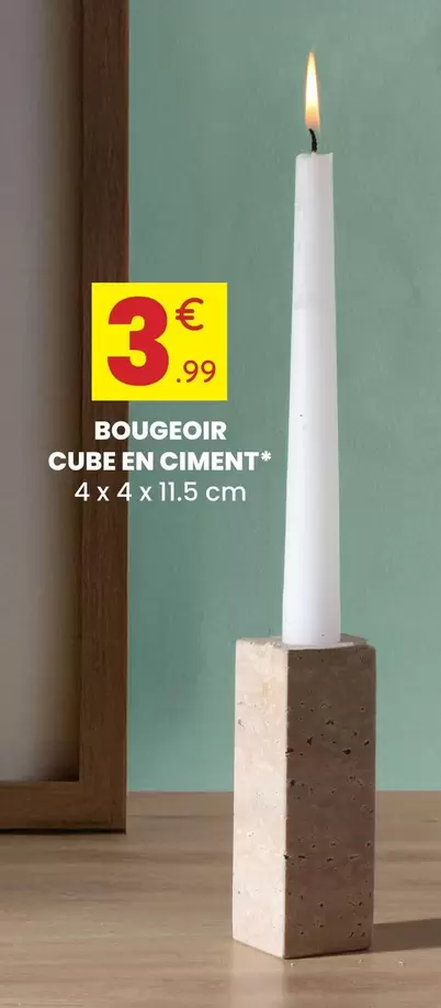 Bougeoir Cube En Cimento offre à 3,99€ sur Stokomani