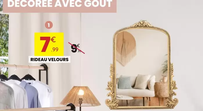 Rideau Velours offre à 7,99€ sur Stokomani