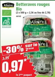 Betteraves Rouges Bio offre à 0,97€ sur Norma