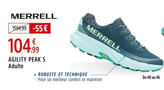 Merrell - Agility Peak 5 Adulte offre à 104,99€ sur Intersport