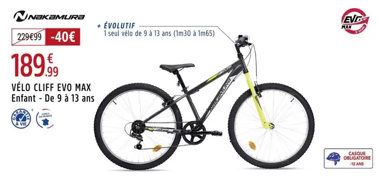 Nakamura - Vélo Cliff Evo Max offre à 189,99€ sur Intersport
