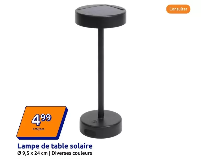 Lampe De Table Solaire offre à 4,99€ sur Action