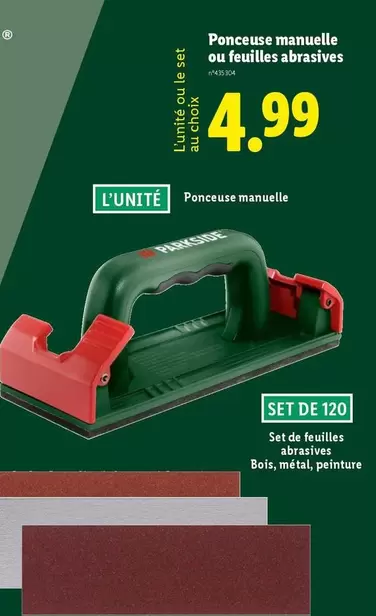 Parkside - Ponceuse Manuelle Ou Feuilles Abrasives offre à 4,99€ sur Lidl