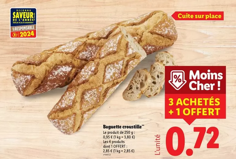 Baguette Croustille offre à 0,72€ sur Lidl