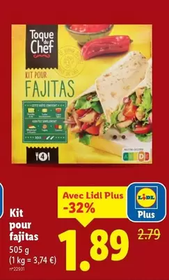 Toque Du Chef - Kit Pour Fajitas offre à 1,89€ sur Lidl