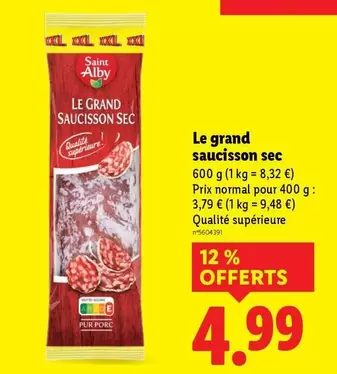 Saint Alby - Le Grand Saucisson Sec offre à 4,99€ sur Lidl
