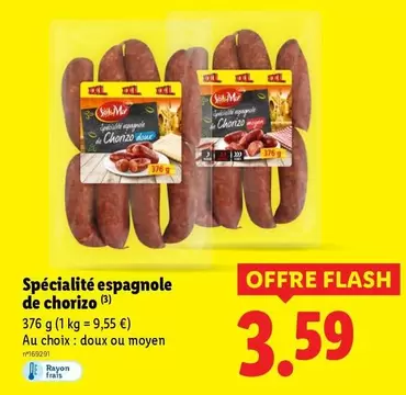 Spécialité Espagnole De Chorizo offre à 3,59€ sur Lidl
