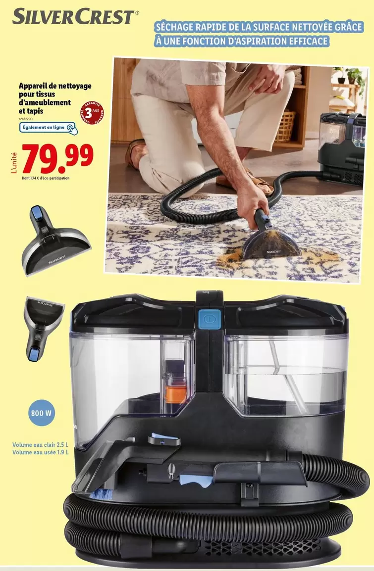 Silvercrest - Appareil De Nettoyage Pour Tissus D'Ameublement Et Tapis offre à 79,99€ sur Lidl