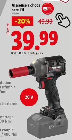 Parkside - Visseuse À Chocs Sans Fil offre à 39,99€ sur Lidl