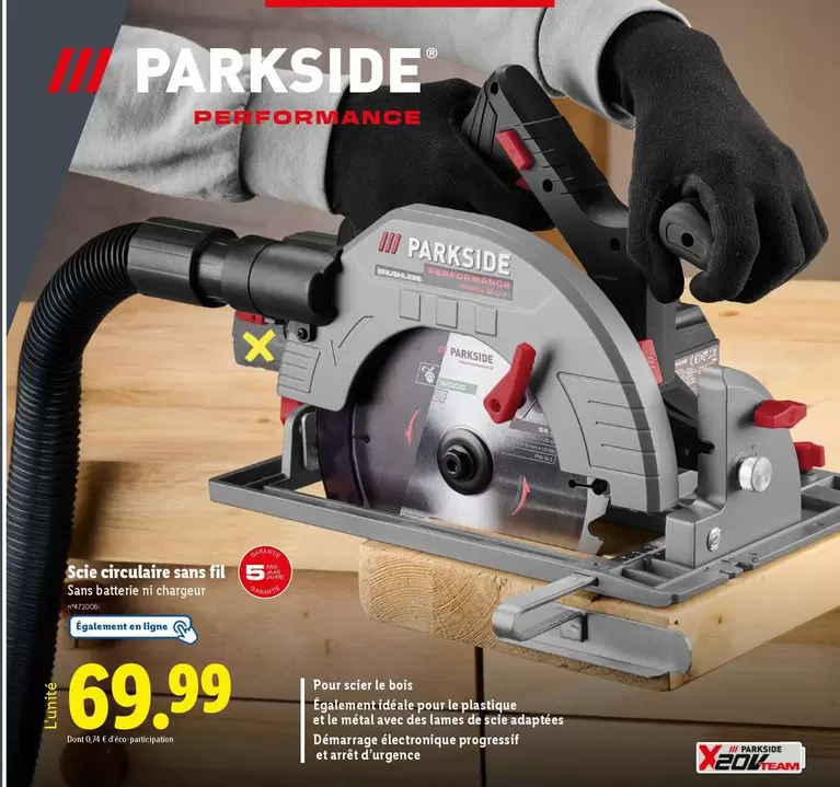 Parkside - Scie Circulaire Sans Fil offre à 69,99€ sur Lidl
