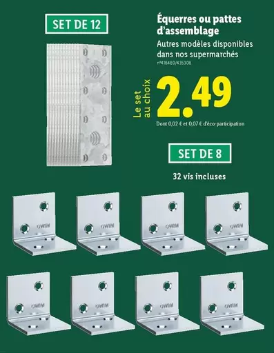 Équerres Ou Pattes D'Assemblage offre à 2,49€ sur Lidl