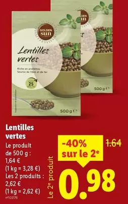 Golden Sun - Lentilles Vertes offre à 1,64€ sur Lidl