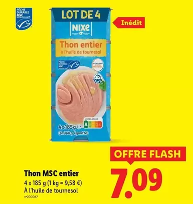 Nixe - Thon Msc Entier offre à 7,09€ sur Lidl