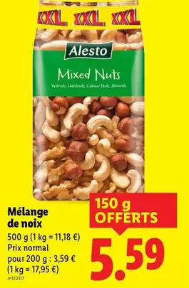 Alesto - Mélange De Noix offre à 5,59€ sur Lidl