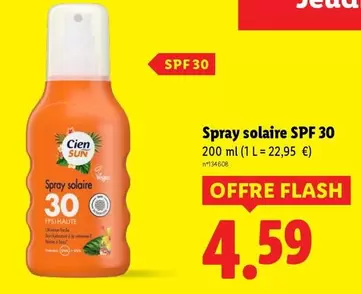 Cien - Spray Solaire Spf 30 offre à 4,59€ sur Lidl