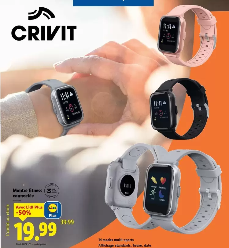 Crivit - Montre Fitness Connectée offre à 19,99€ sur Lidl