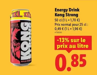 Kong Strong - Energy Drink  offre à 0,85€ sur Lidl