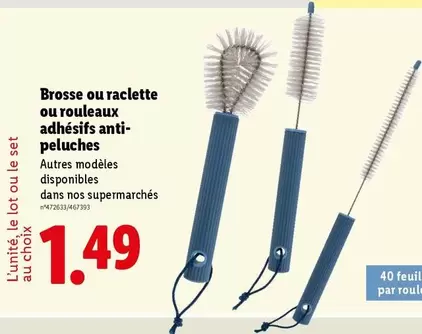 Brosse Ou Raclette Ou Rouleaux Adhésifs Anti- Peluches offre à 1,49€ sur Lidl