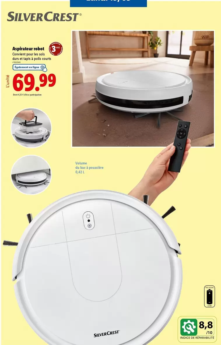 Silvercrest - Aspirateur Robot offre à 69,99€ sur Lidl