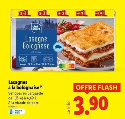 Lasagnes A La Bolognaise offre à 3,9€ sur Lidl