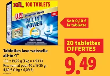 Tablettes Lave-Vaisselle All-in-1 offre à 9,49€ sur Lidl