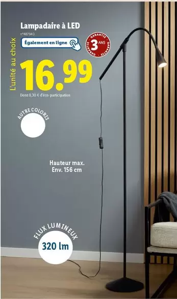 Lampadaire À Led offre à 16,99€ sur Lidl