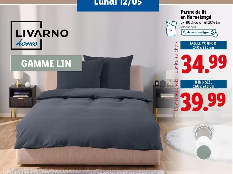Livarno Home - Parure De Lit En Lin Melange offre à 34,99€ sur Lidl