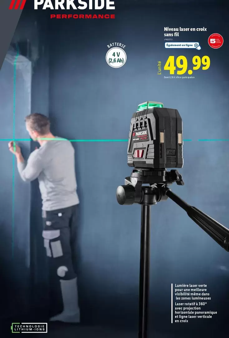 Parkside - Niveau Laser En Croix Sans Fil offre à 49,99€ sur Lidl