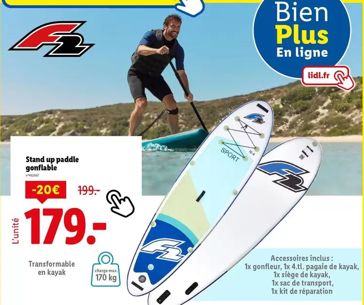 Stand Up Paddle Gonflable offre à 179€ sur Lidl