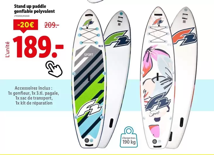 Stand Up Paddle Gonflable Polyvalent  offre à 189€ sur Lidl