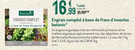 Botanic - Engrais Comple À Base De Frass D'insectes offre à 16,99€ sur Botanic