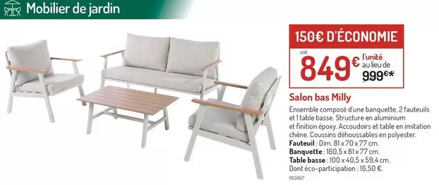 Salon Bas Milly offre à 849€ sur Botanic