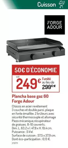 Forge Adour - Plancha Base Gaz 60 offre à 249€ sur Botanic