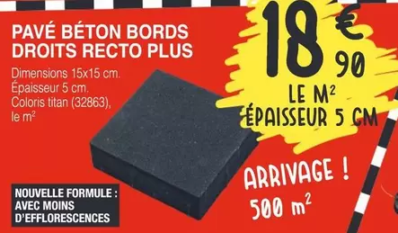 Pavé Béton Bords Droits Recto Plus offre à 18,9€ sur Chretien Matériaux