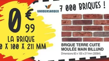 Brique Terre Cuite Moulée Main Billund offre à 0,99€ sur Chretien Matériaux