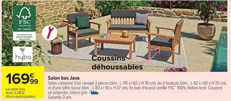 Hyba - Salon bas Java offre à 169,99€ sur Carrefour Contact
