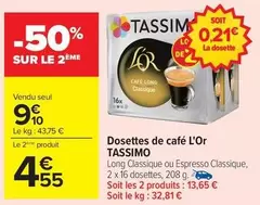 Tassimo - Dosettes De Café L'or offre à 9,2€ sur Carrefour Contact