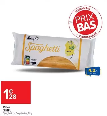 Simply - Pâtes offre à 1,28€ sur Carrefour Contact