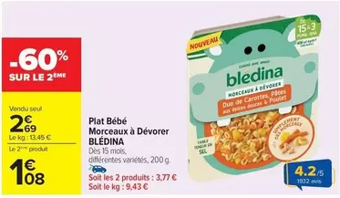 Blédina - Plat Bébé Morceaux À Dévorer offre à 2,69€ sur Carrefour Contact