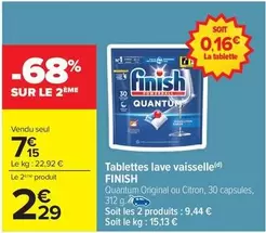 Finish - Tablettes Lave Vaisselle offre à 7,15€ sur Carrefour Contact