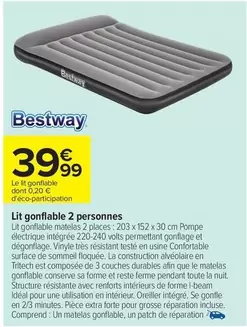 Bestway - Lit Gonflable 2 Personnes offre à 39,99€ sur Carrefour Contact