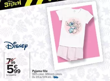Disney - Pyjama Fille offre à 5,99€ sur Carrefour Contact