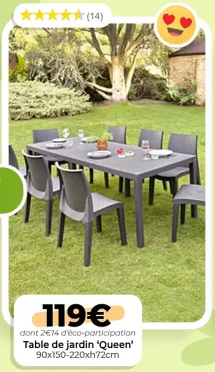 Table De Jardin 'Queen' offre à 119€ sur L'incroyable