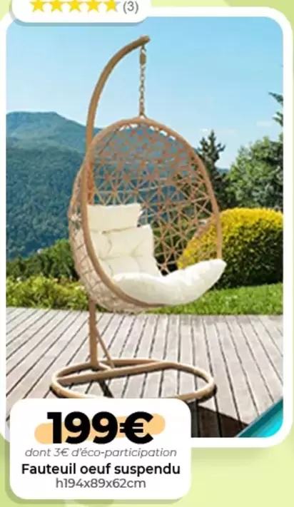 Fauteuil Oeuf Suspendu offre à 199€ sur L'incroyable