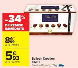 Lindt - Ballotin Création offre à 5,93€ sur Carrefour City