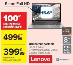 Lenovo - Ordinateur Portable offre à 399,99€ sur Carrefour City