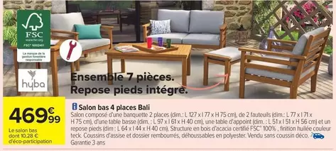 Hyba - Ensemble 7 Pieces Repose Pieds Intégre offre à 469,99€ sur Carrefour City