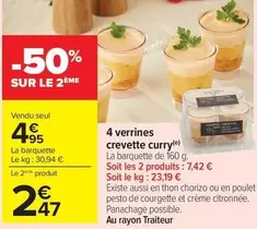 4 Verrines Crevette Curry offre à 4,95€ sur Carrefour City