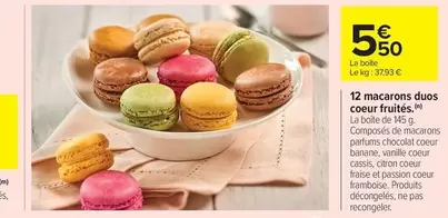 12 Macarons Duos Coeur Fruits offre à 5,5€ sur Carrefour City