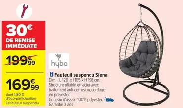 Hyba - Fauteuil Suspendu Siena offre à 169,99€ sur Carrefour